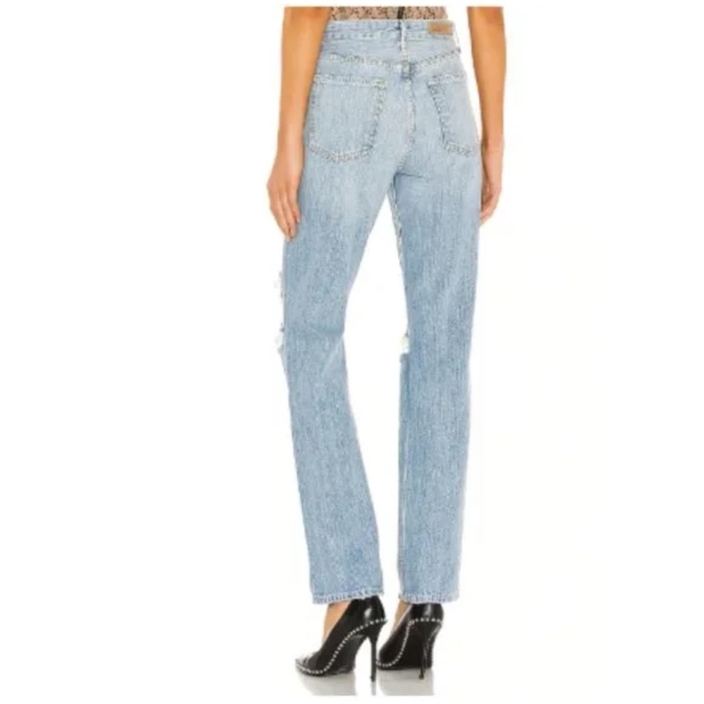 GRLFRND wish you would MICA high waisted distressed straight leg BLUE JEANS - Picture 2 of 15